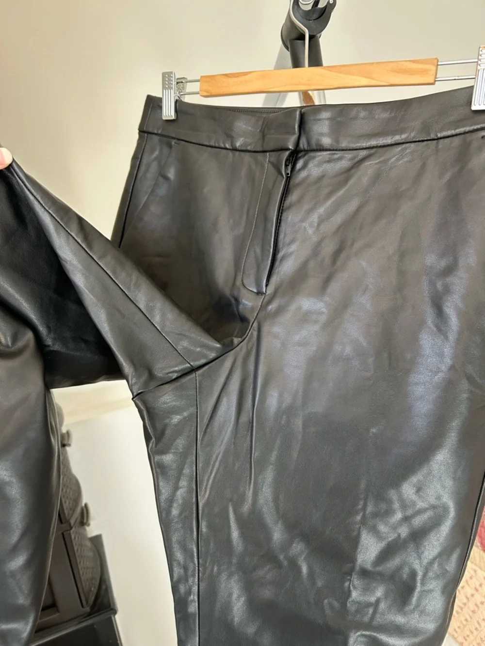 J. Crew Kate Faux Leather Straight Leg Pant Black 10